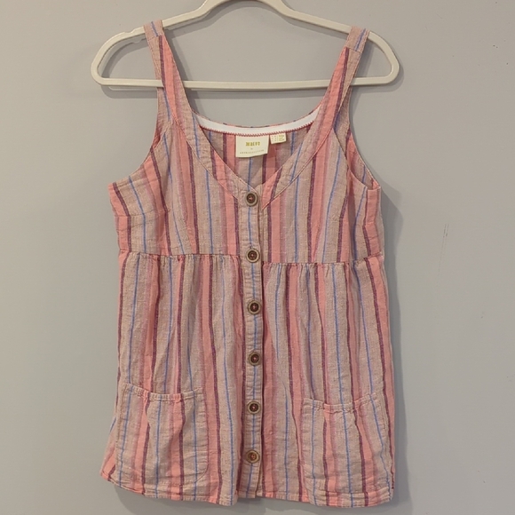 Maeve Tops - Maeve‎ Anthropologie Babydoll Tank Top size 8 Pink Stripes